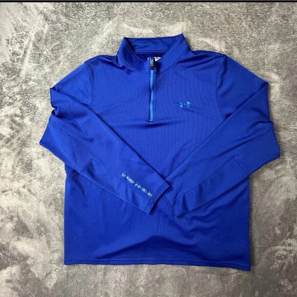 Under Armour Blue 1/4 Zip Pullover Men’s 2XL Loose Fit - Picture 3 of 13